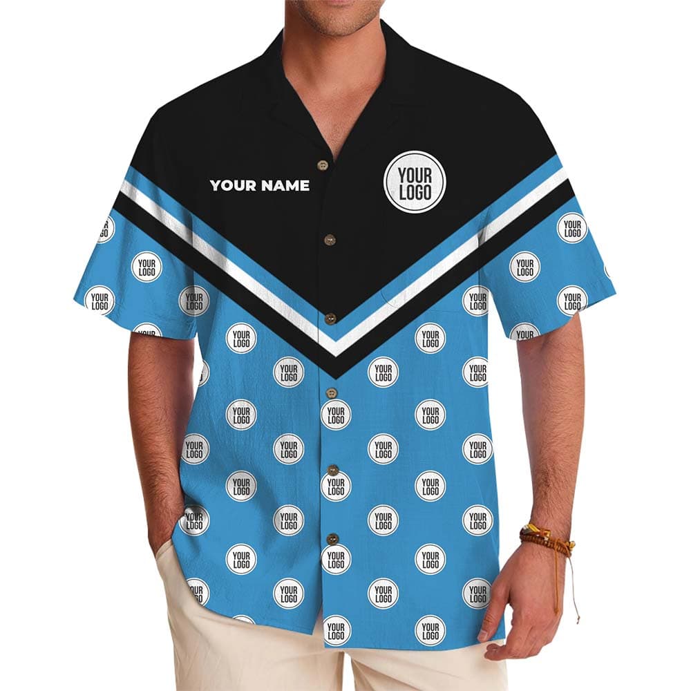 Custom Logo V Stripe Team Hawaiian Shirt With Preview