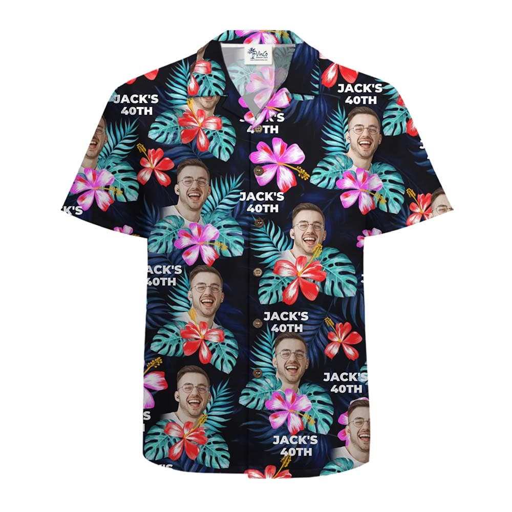 Custom Photo Birthday Hawaiian Shirt with Name and Age