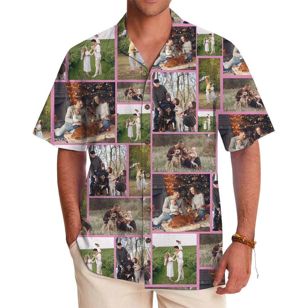 Custom Photo Color Border Hawaiian Shirt With Preview