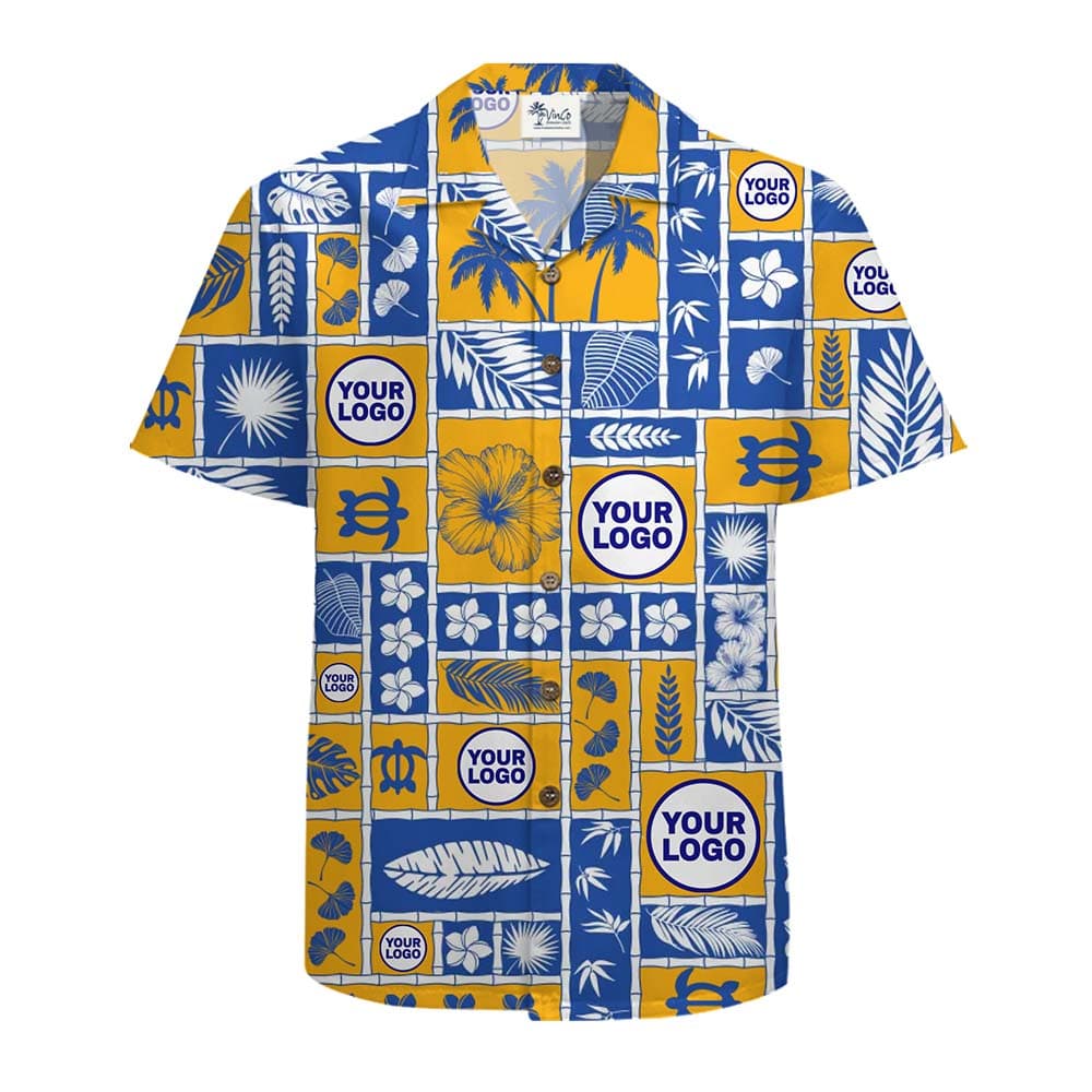 Customized Logo Floral Island Hawaiian Shirt With Preview