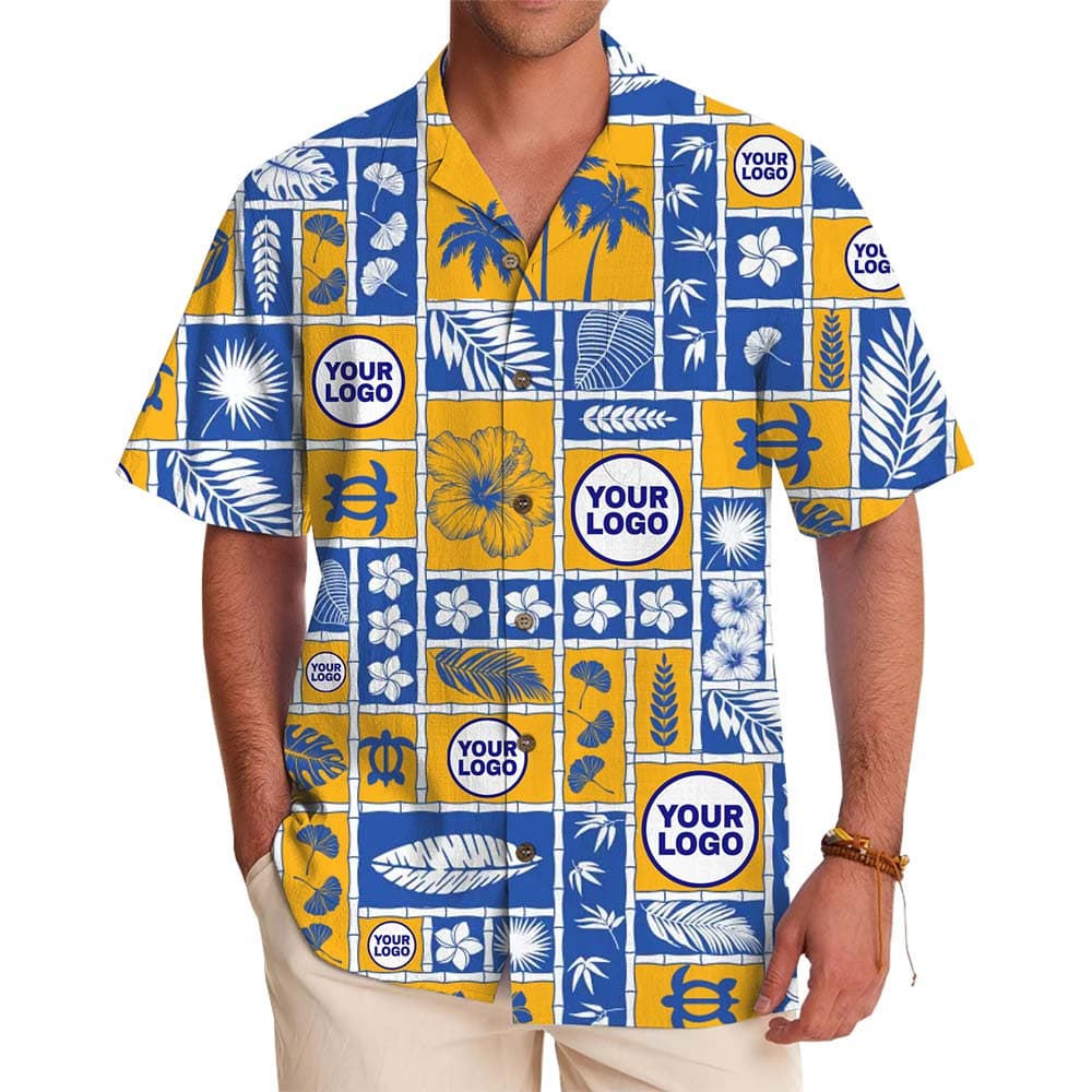 Customized Logo Floral Island Hawaiian Shirt With Preview