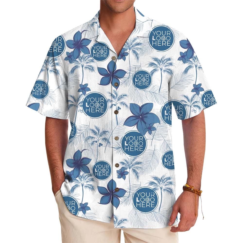 Elegant Floral Hawaiian Shirt With Logo And Preview