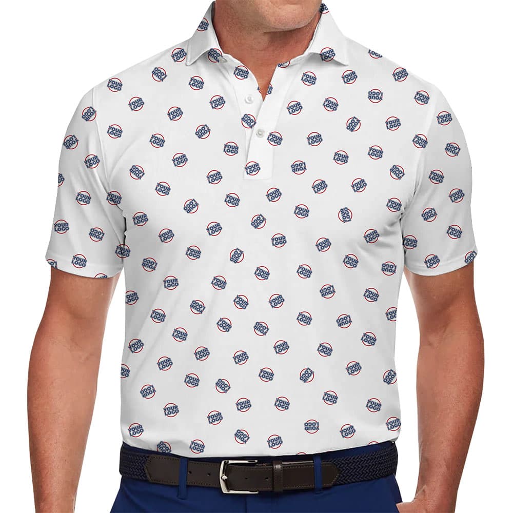 Modern Micro Print Logo Collared Polo Shirt