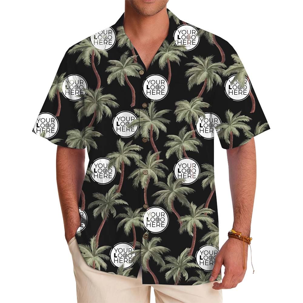 Palm Tree Custom Logo Hawaiian Shirt With Preview