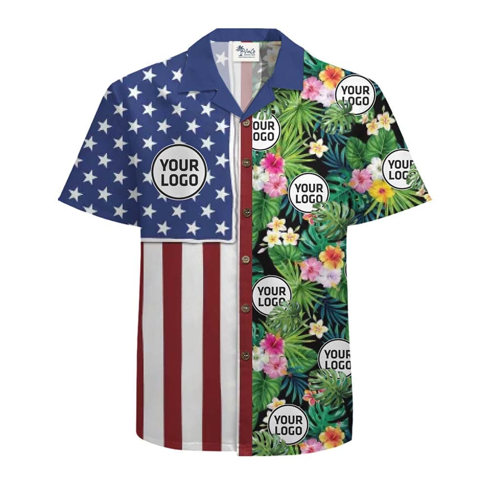 Patriotic Paradise Custom Logo Hawaiian Shirt