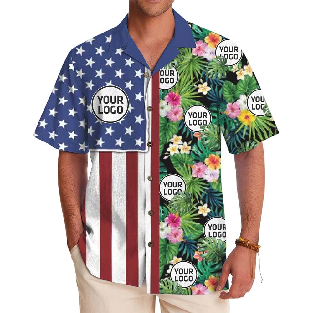 Patriotic Paradise Custom Logo Hawaiian Shirt