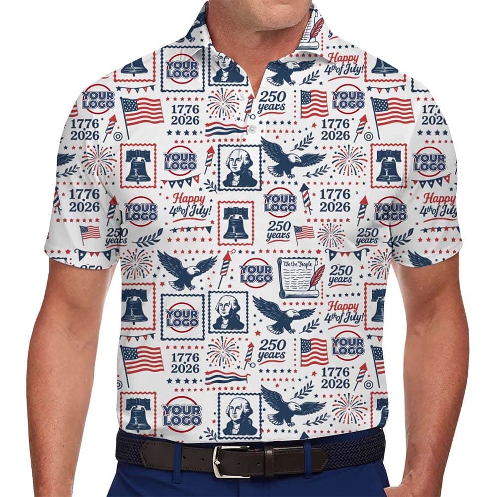 Patriotic Stamp Collection 250th Collared Polo Shirt With Custom Logo