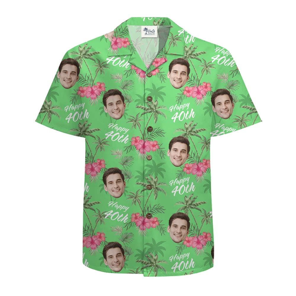 Personalized Birthday Party Hawaiian Shirt With Face And Age