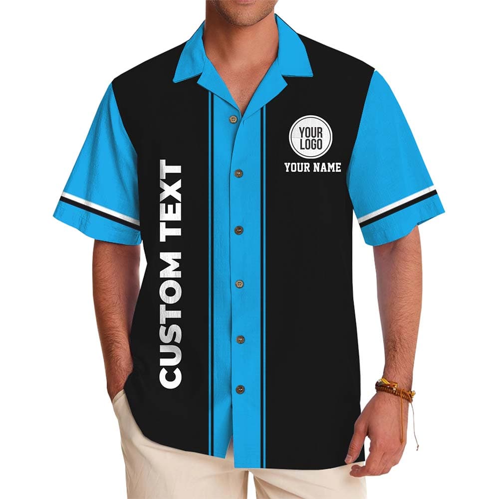 Personalized Striped Team Button Up Shirt With Name And Logo