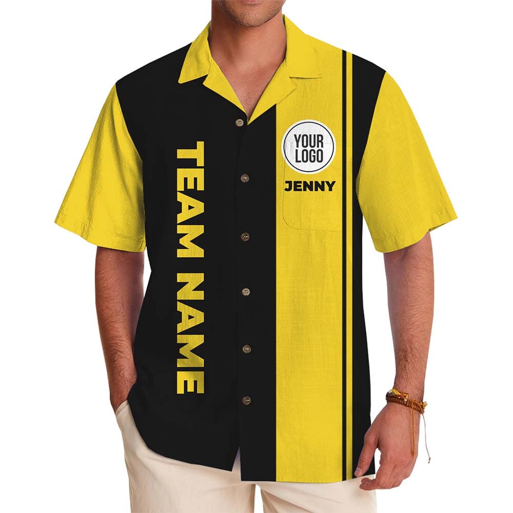 Personalized Team Stripe Hawaiian Shirt With Logo And Text
