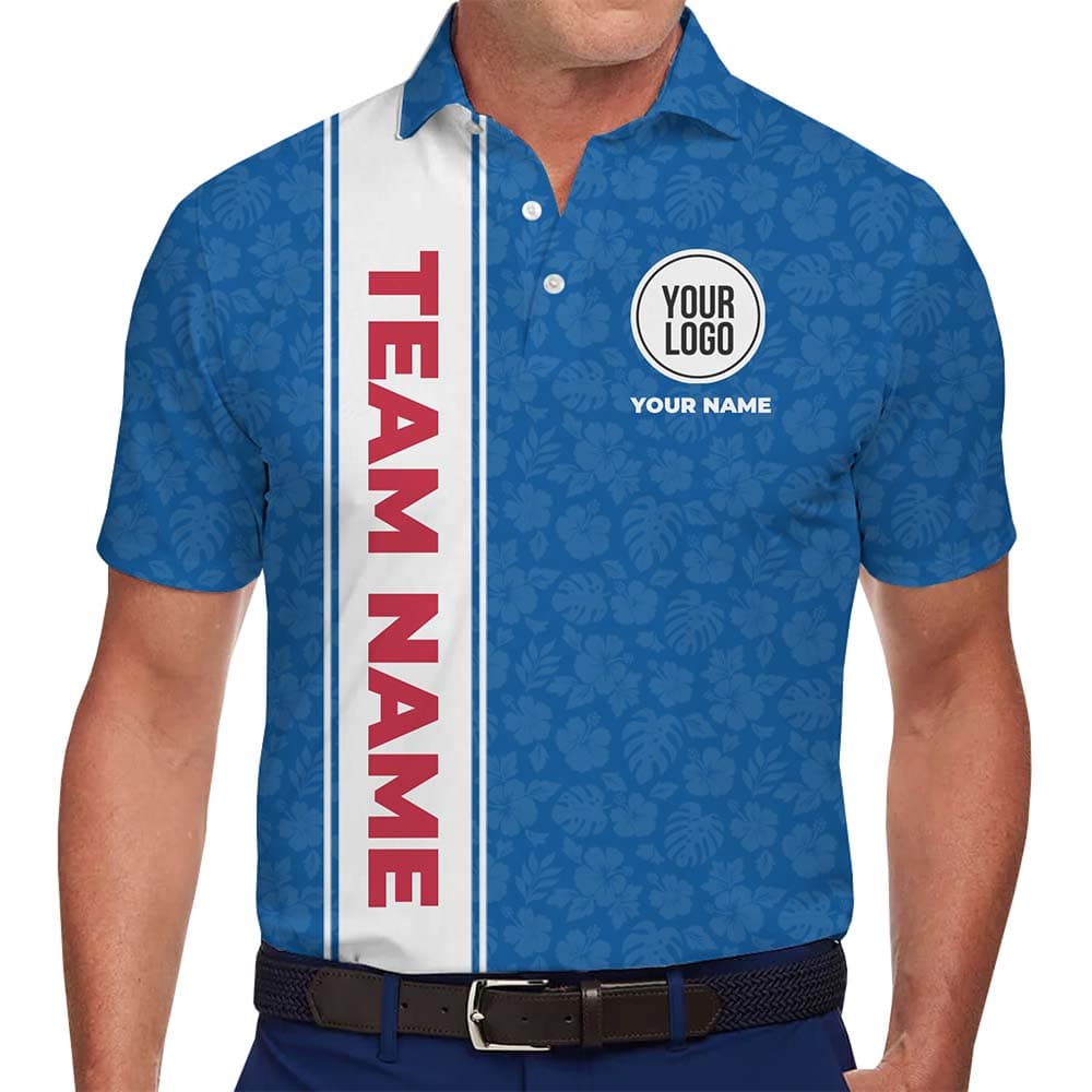 Personalized Tropical Team Polo Shirt With Logo And Name