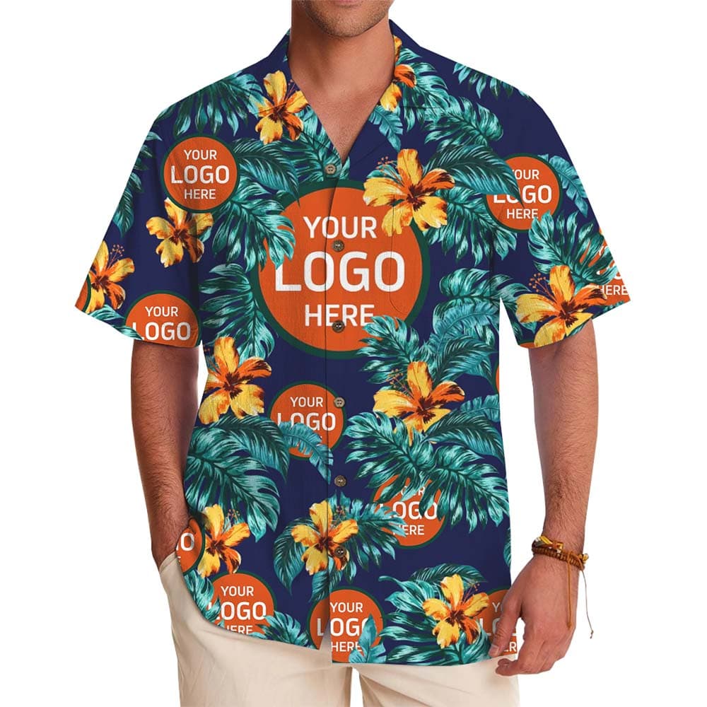 Prestige Custom Logo All Over Print Floral Hawaiian Shirt With Preview