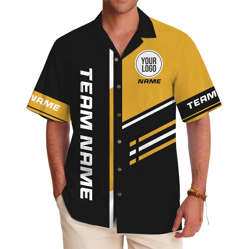 Pro Style Custom Team Logo And Text Hawaiian Shirt