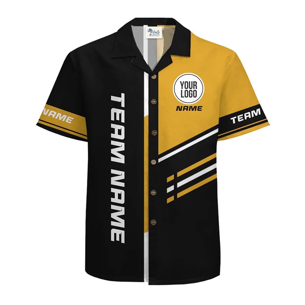 Pro Style Custom Team Logo And Text Hawaiian Shirt