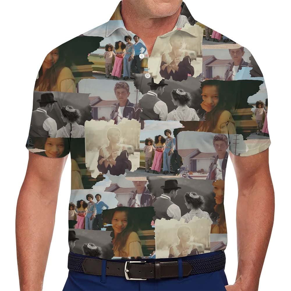 Retro Love Story Photo Collage Polo Shirt