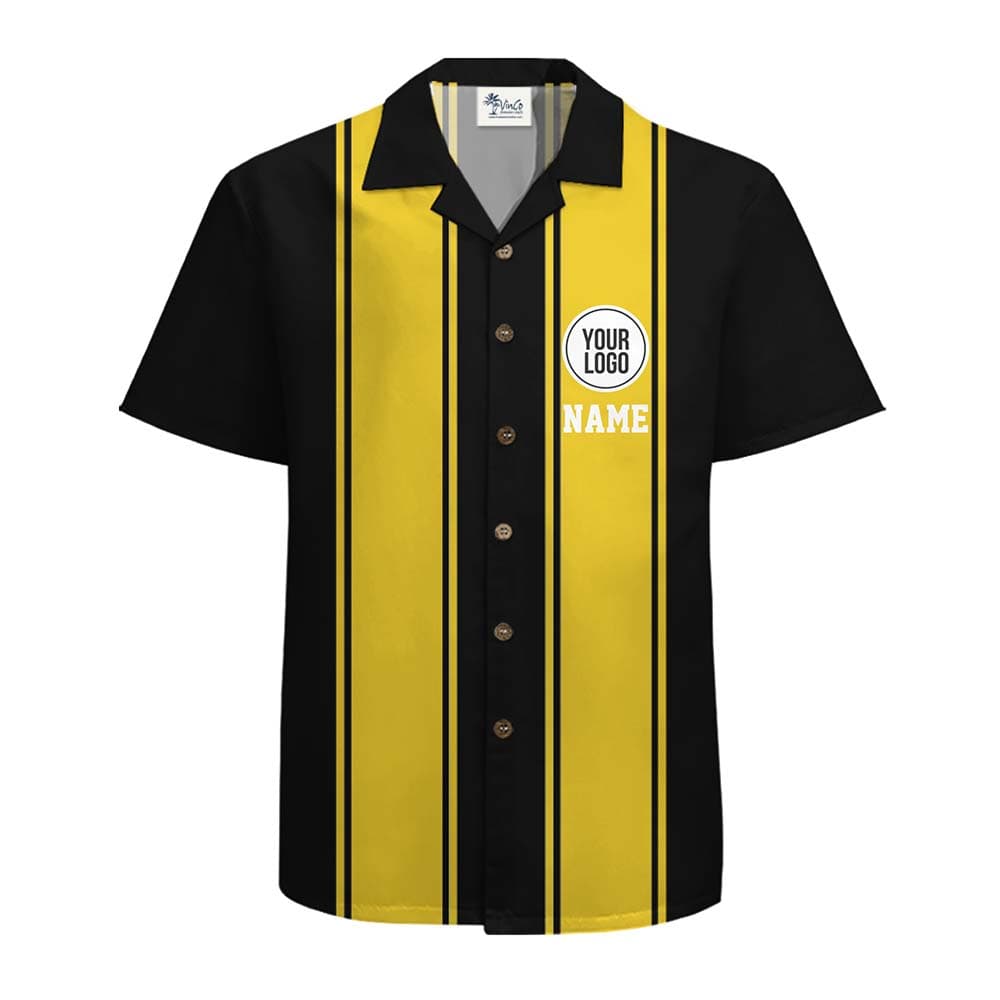 Retro Stripe Team Name And Logo Hawaiian Shirt