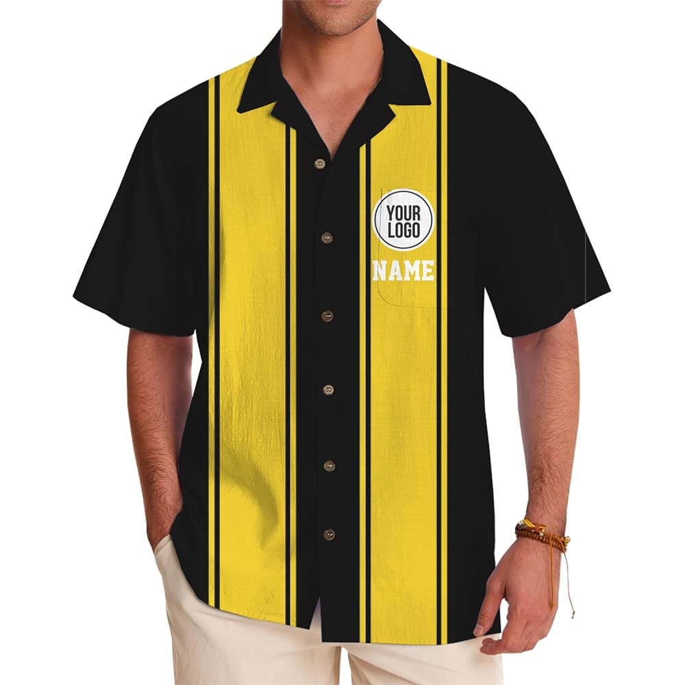 Retro Stripe Team Name And Logo Hawaiian Shirt