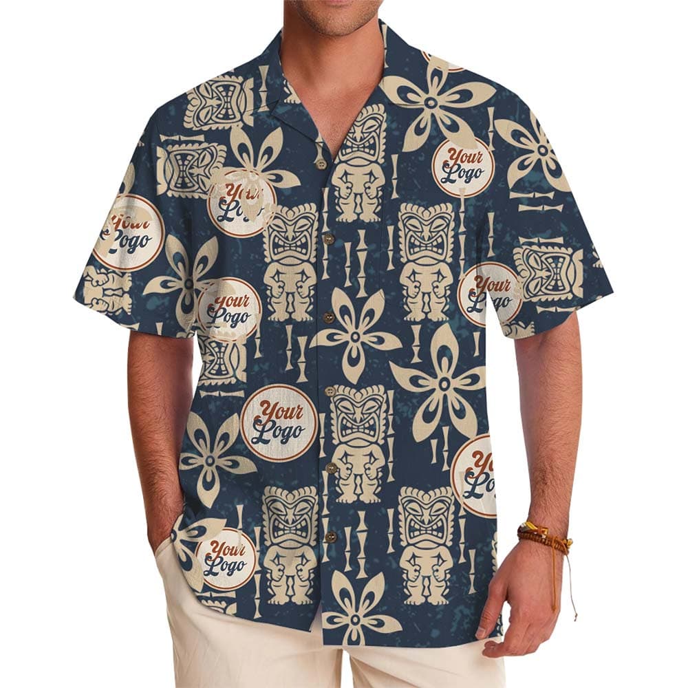 Tiki Vibes Custom Logo Hawaiian Shirt With Preview