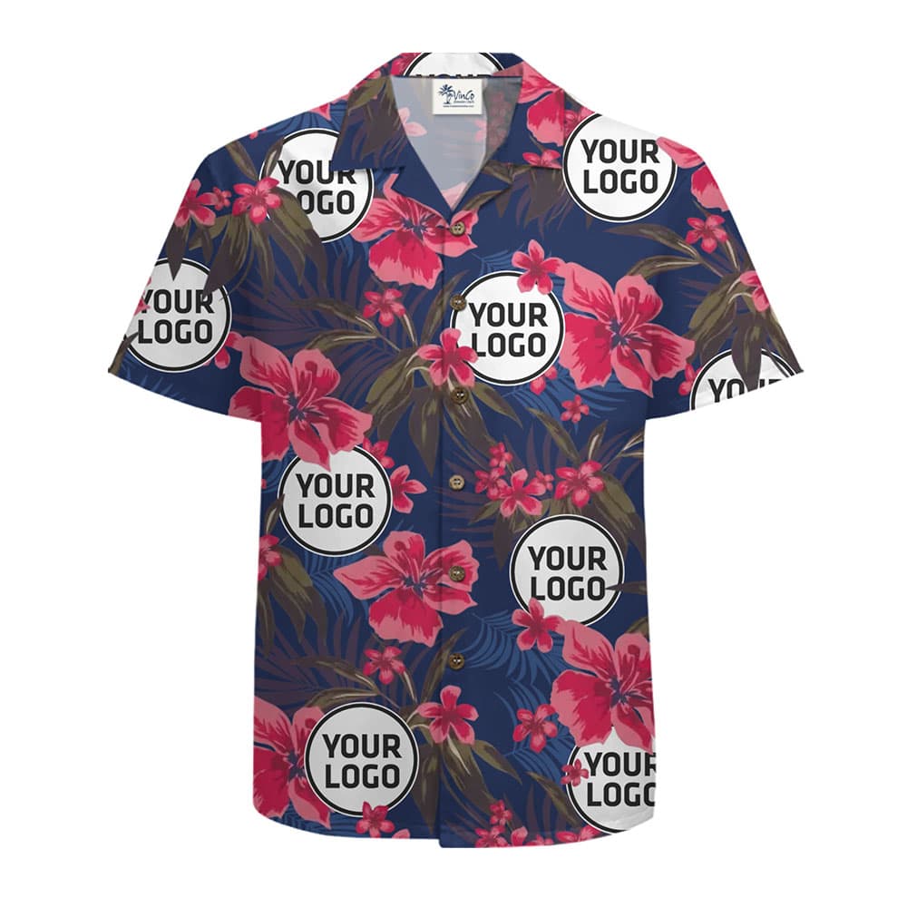 Tropical Bloom Custom Logo Hawaiian Shirt With Preview
