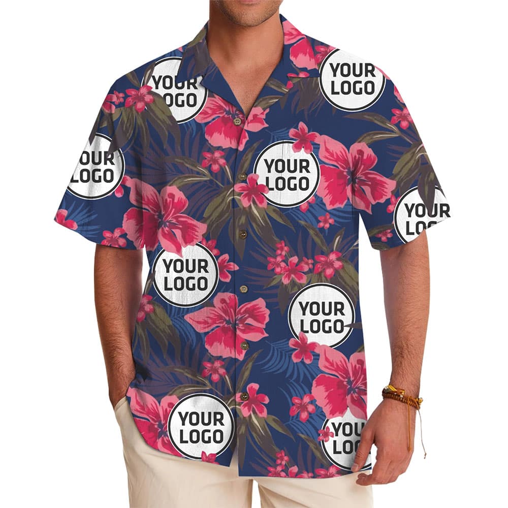 Tropical Bloom Custom Logo Hawaiian Shirt With Preview