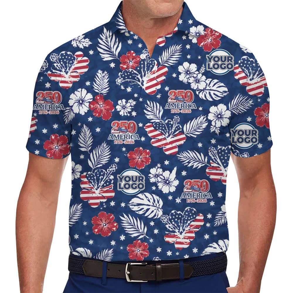 USA 250 Heritage Floral Collared Polo Shirt With Your Logo