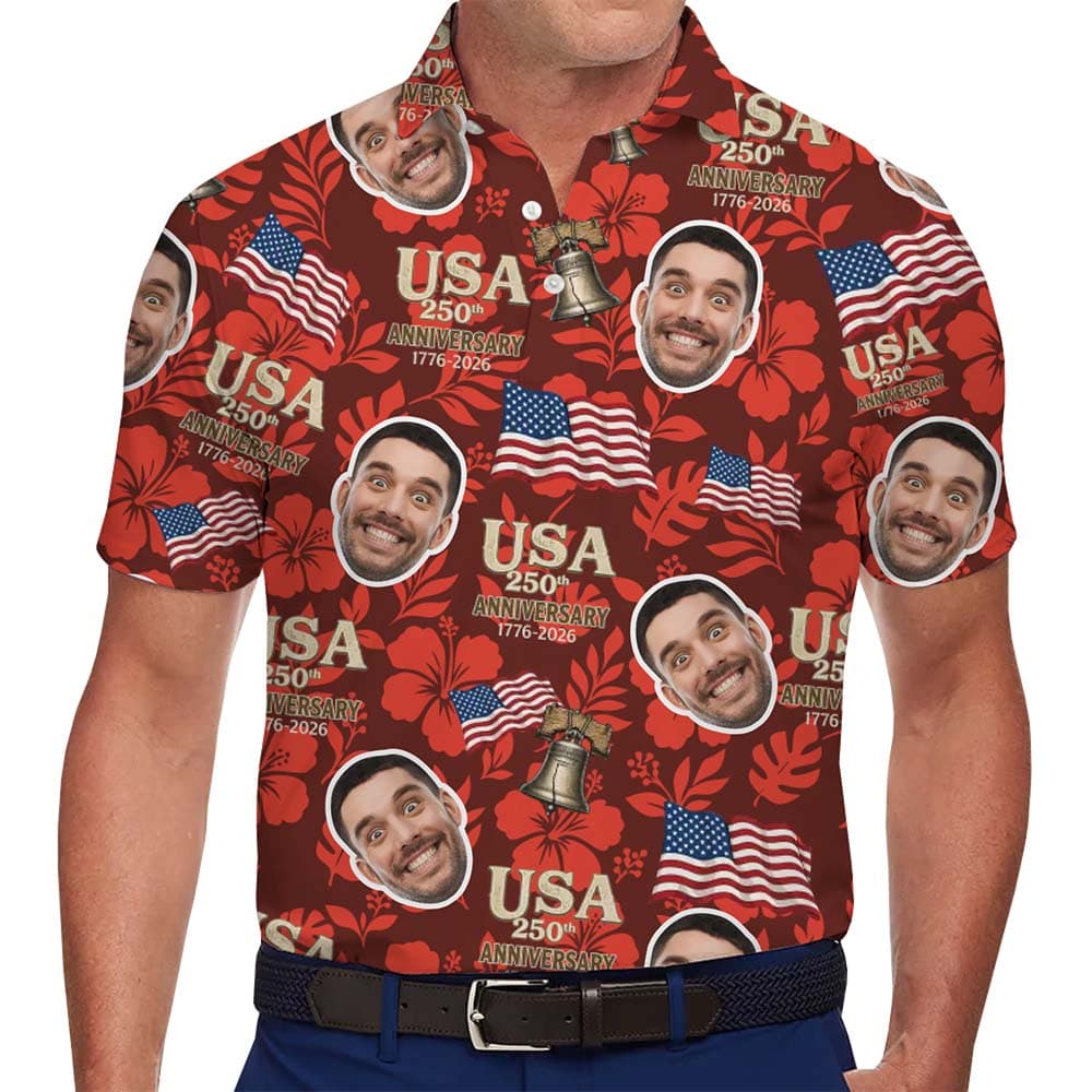 USA 250th Reunion Celebration Polo Shirt With Custom Face