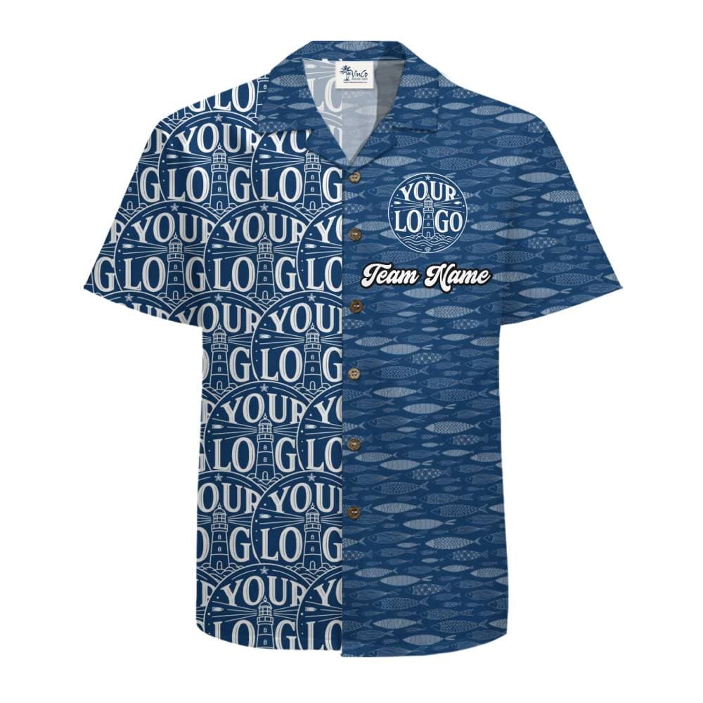 Unique Custom Logo and Team Name Ocean Split Pattern Button Up Shirt