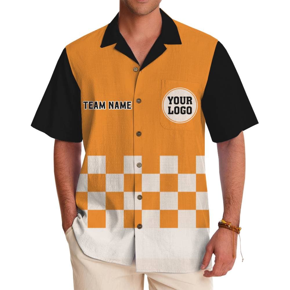 Checkerboard Custom Logo Hawaiian Shirt With Live Preview