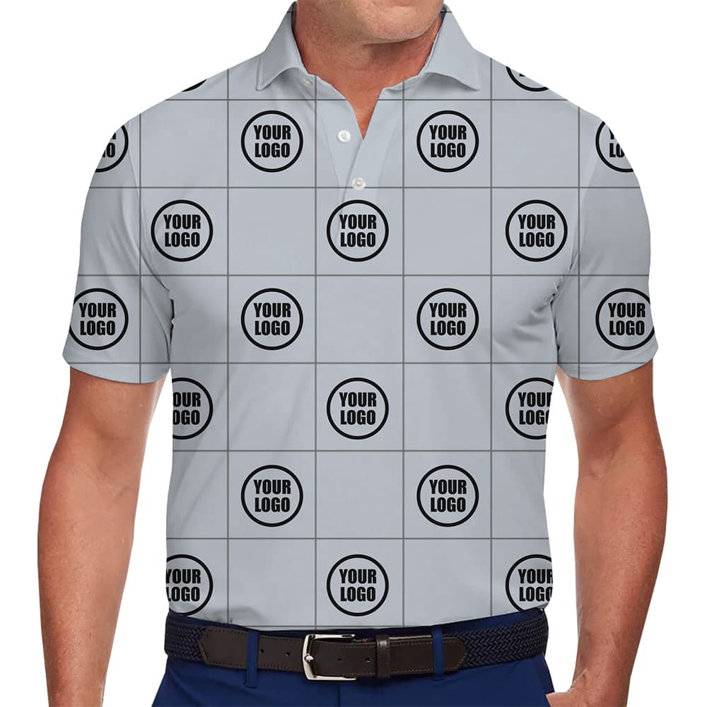 Custom Company Logo Plaid Polo Shirt