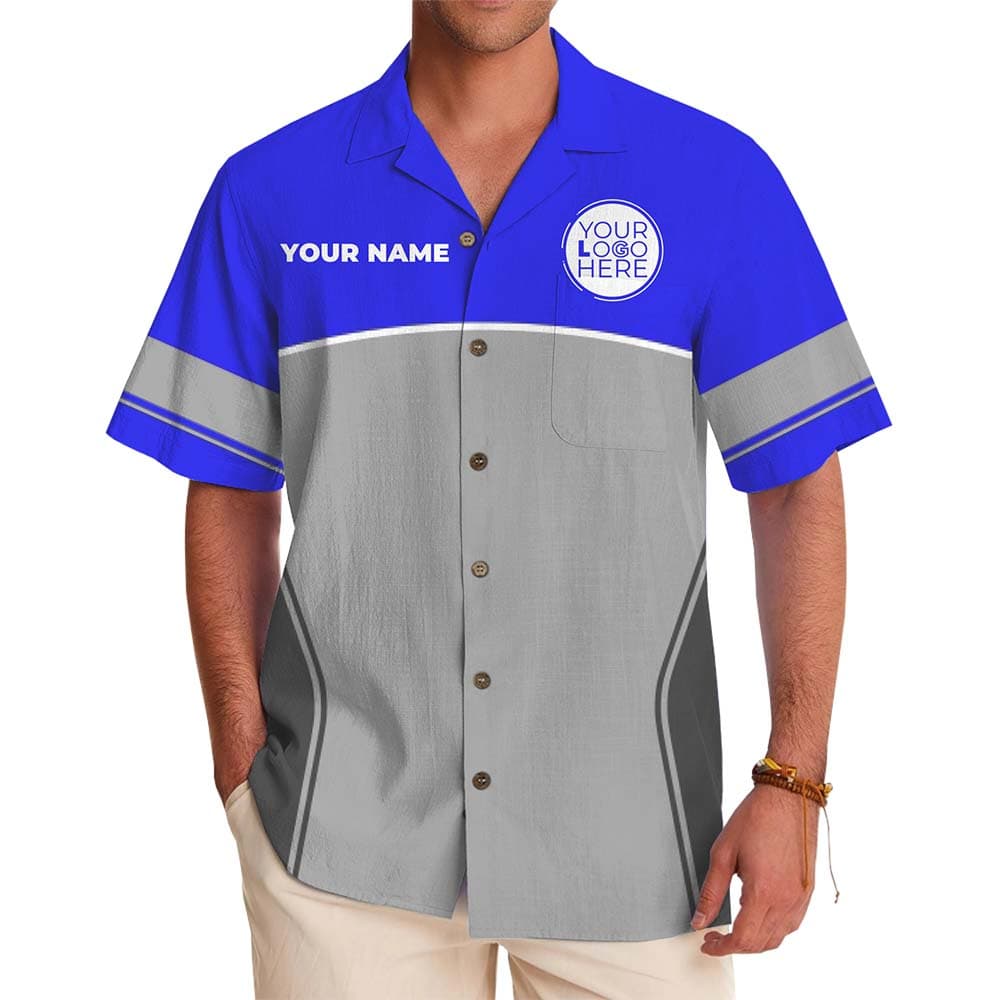 Custom Company Team Hawaiian Shirt with Logo and Name