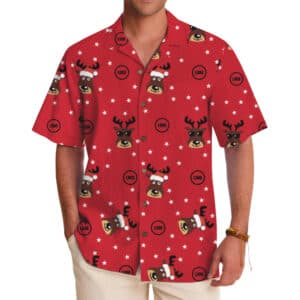 Custom Logo Christmas Reindeer Hawaiian Shirt