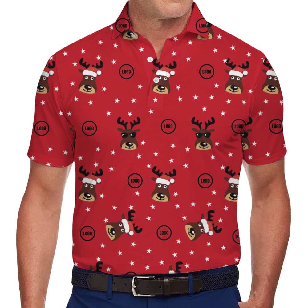 Custom Logo Christmas Reindeer Polo Shirt