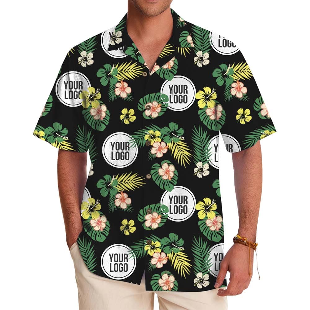 Custom Logo Floral Tropical Aloha Shirt With Preview