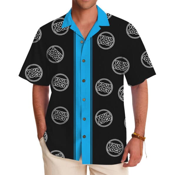 Custom Logo Striped Button Up Shirt