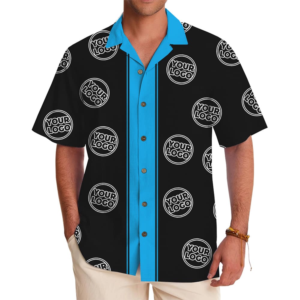 Custom Logo Striped Button Up Shirt