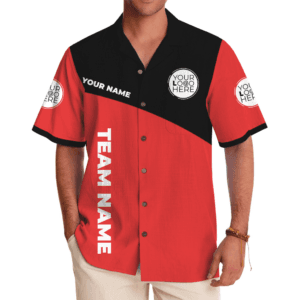 Custom Logo Team Color Block Hawaiian Shirt