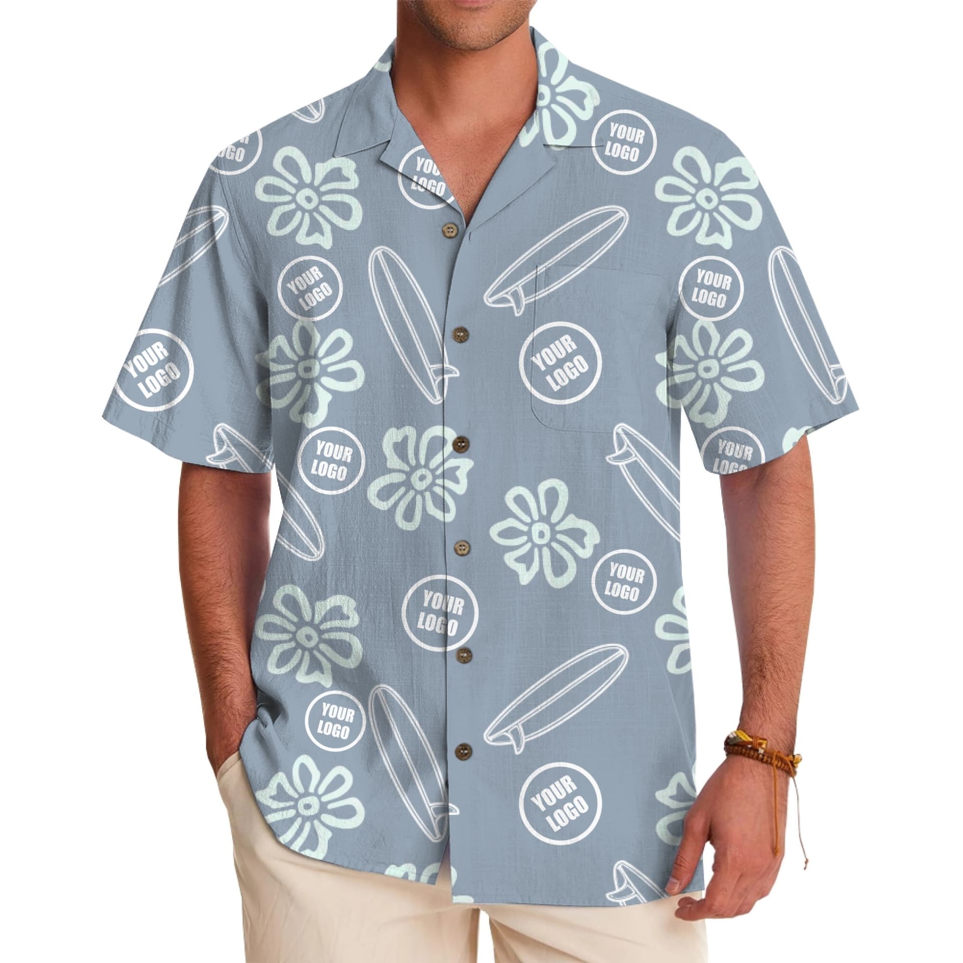 Custom Logo Tropical Surf Hawaiian Shirt