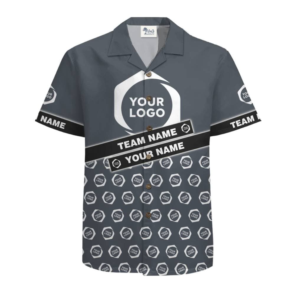 Custom Logo and Team Name Geometric Split Accent Button Up Shirt
