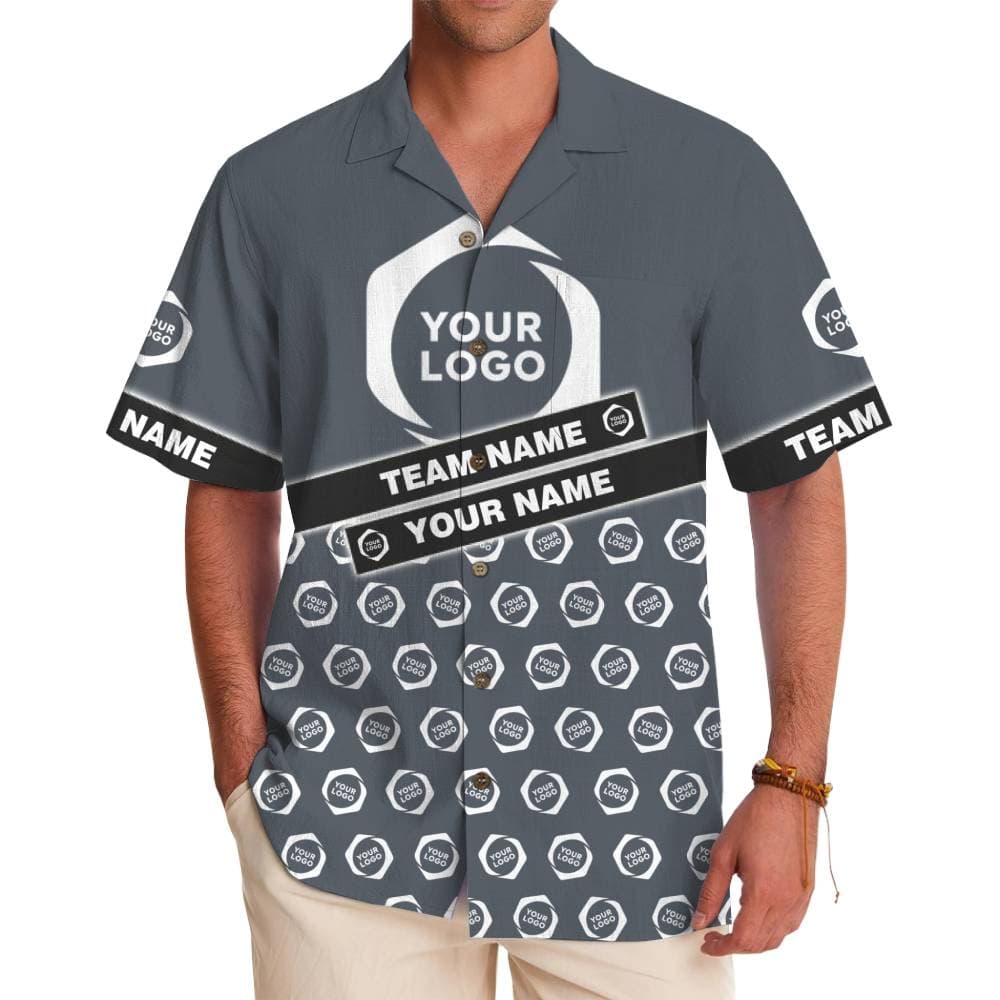 Custom Logo and Team Name Geometric Split Accent Button Up Shirt