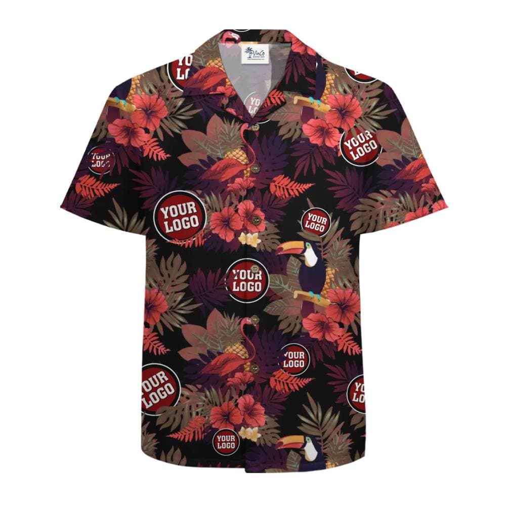 Tropical Toucan and Flamingo Custom Logo Hawaiian Shirt