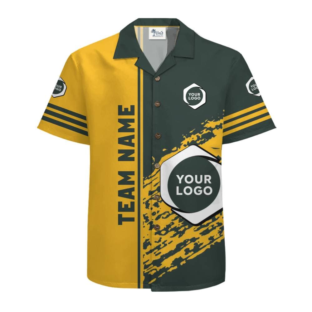 Custom Logo and Team Name Sporty Split Color Button Up Shirt