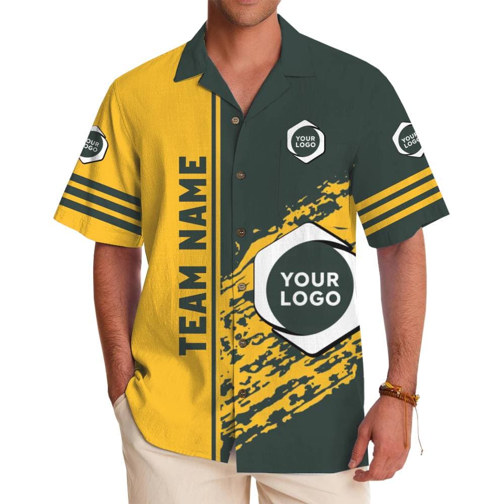 Custom Logo and Team Name Sporty Split Color Button Up Shirt