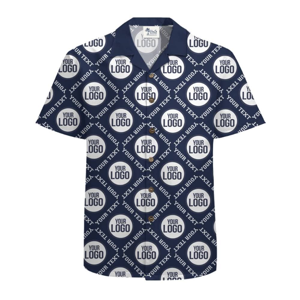 Custom Logo and Text Square Grid Hawaiian Shirt Uniform