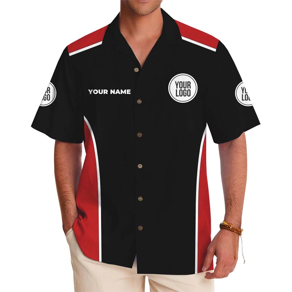 Custom Printed Team Button Up Shirt With Color Logo And Name