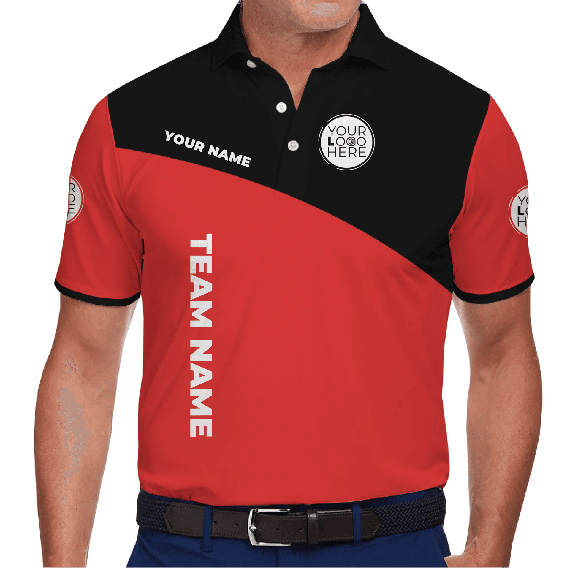 Custom Team Logo Color Block Polo Shirt