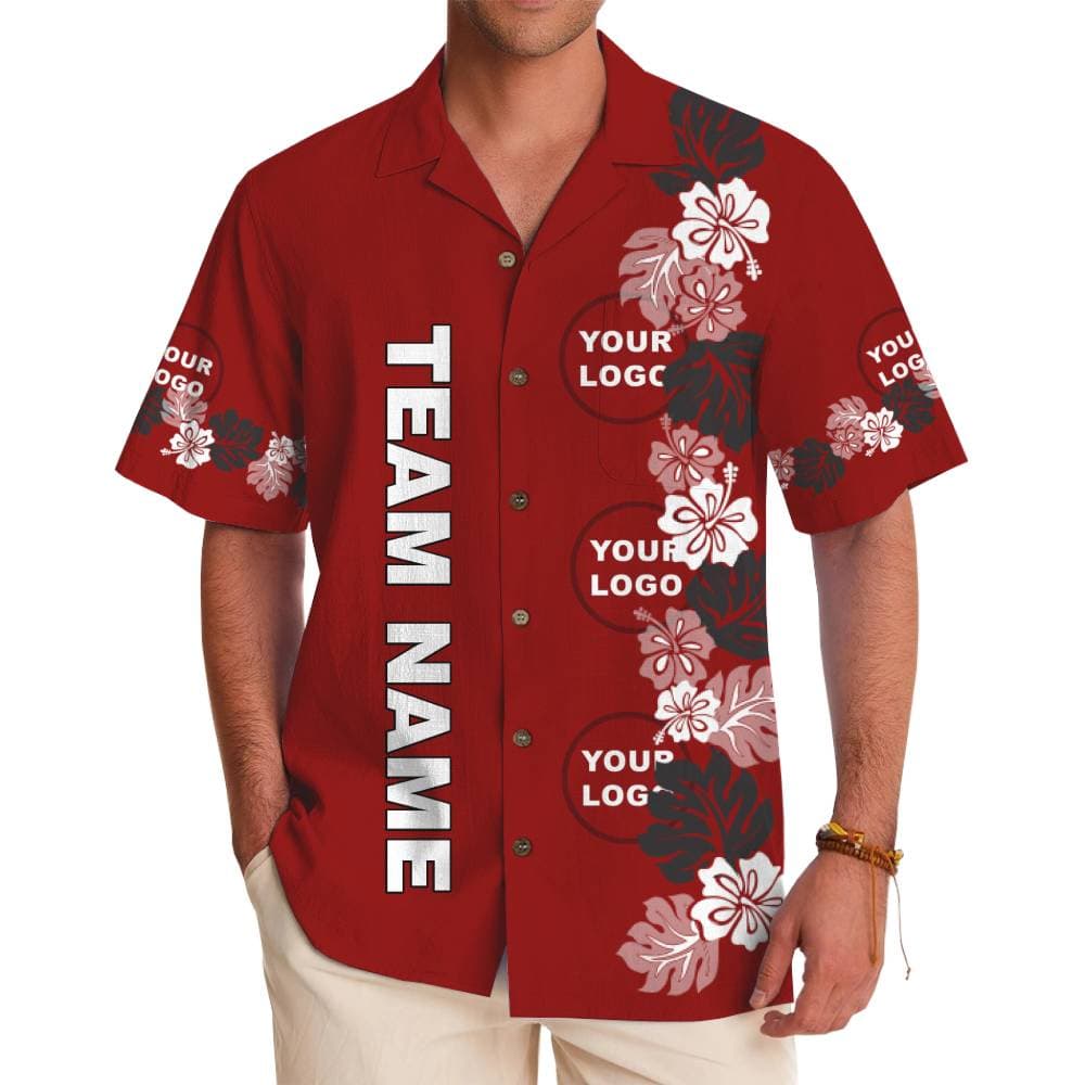 Floral Side Panel Custom Logo Hawaiian Shirt With Live Preview