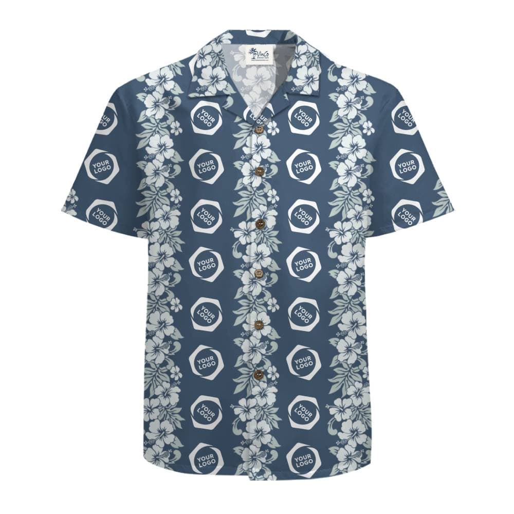 Floral Stripe Custom Logo Hawaiian Shirt With Live Preview