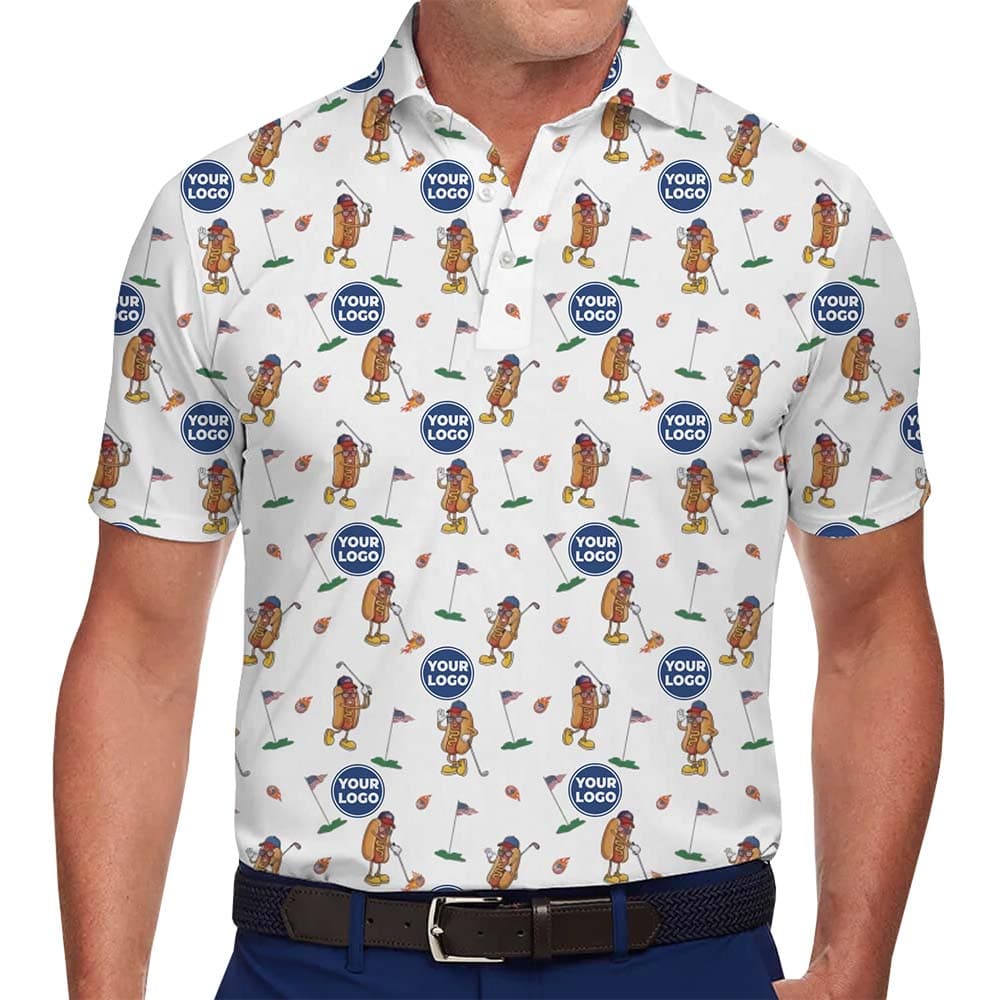 Funny Golf Hot Dog Polo Shirt with Custom Logo