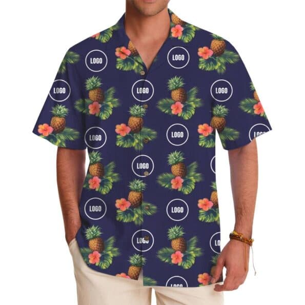 Live Preview Custom Logo Pineapple Hawaiian Shirt