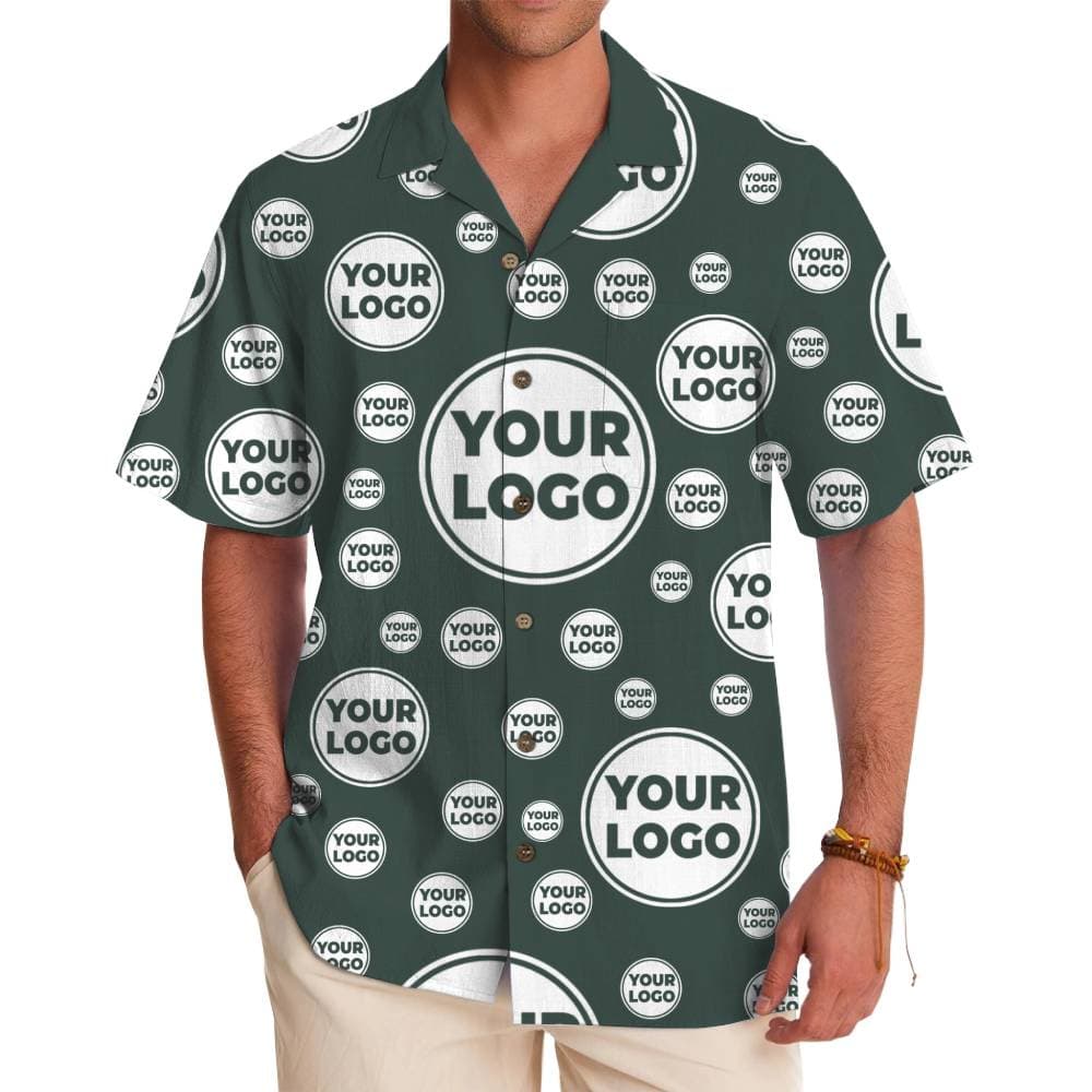 Multi Size Logo Pattern Custom Hawaiian Shirt With Live Preview
